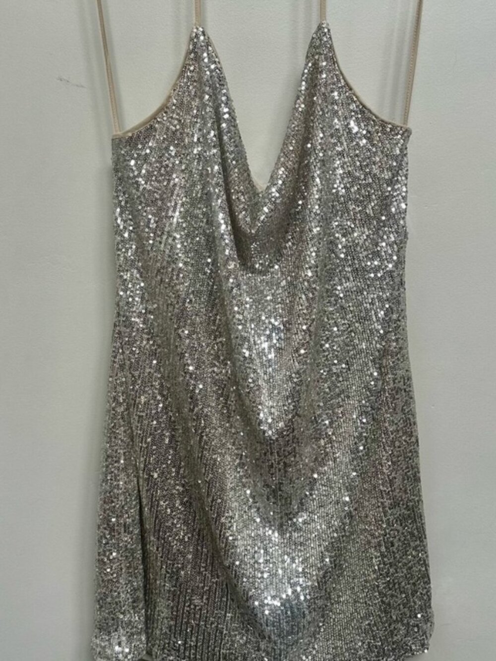 Silver Sequin Mini Cocktail Dress
